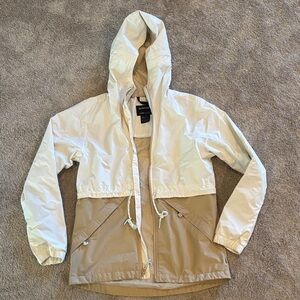Burton White and Tan Cinched Rain Coat